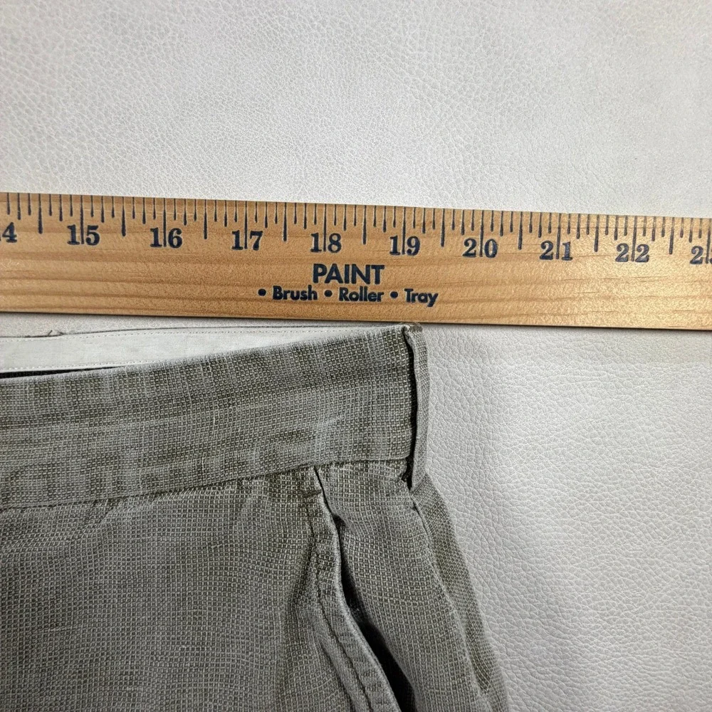 The Territory Ahead Mens 38x28 Linen Silk Blend Pants Khaki Flat Front Vintage